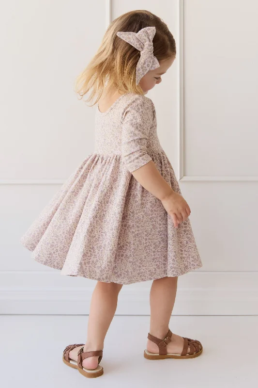 Organic Cotton Tulip Dress - Amber Floral Lilac Ash