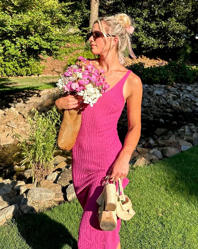 MEROKEETY Sleeveless V Neck Ribbed Knit Maxi Dress