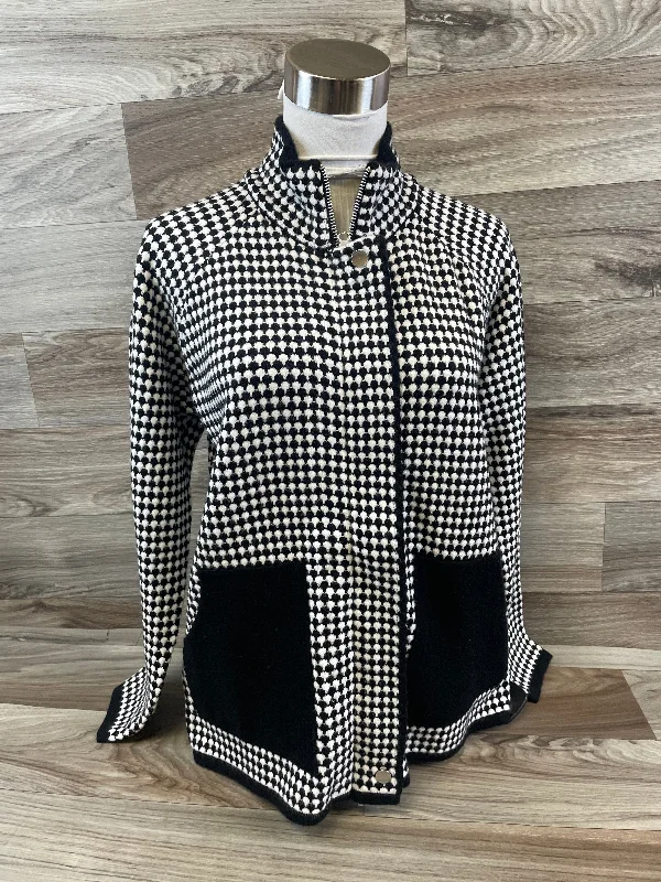 Sweater Cardigan By Clothes Mentor In Black & White, Size: M