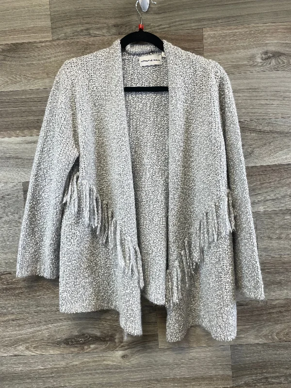 Sweater Cardigan By Alfred Dunner In Grey & White, Size: L