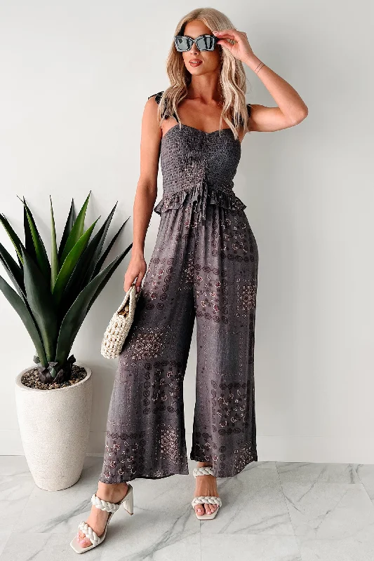 Surya Printed Ruffle Jumpsuit (Grey)