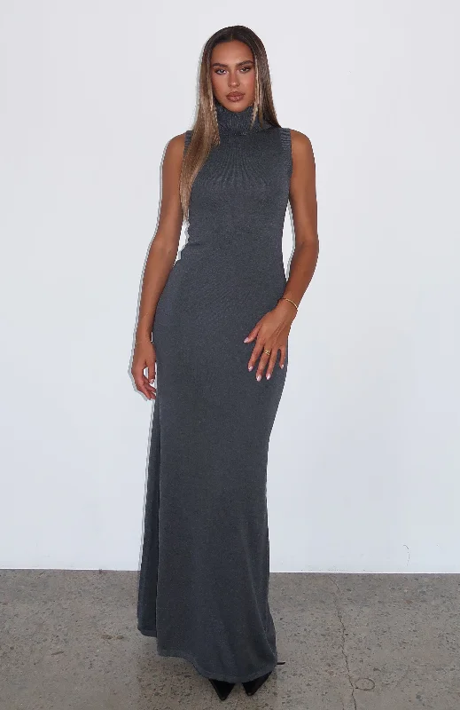Finding My Power Knit Maxi Dress Charcoal