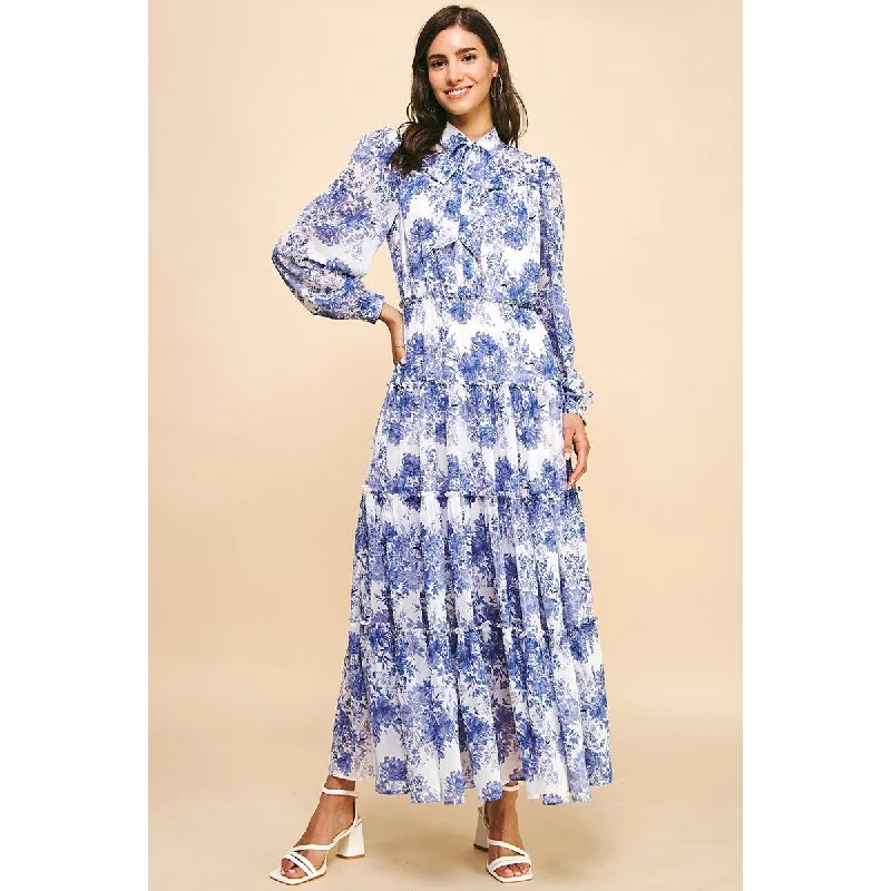 Selene Floral Print Tiered Maxi PINCH Dress