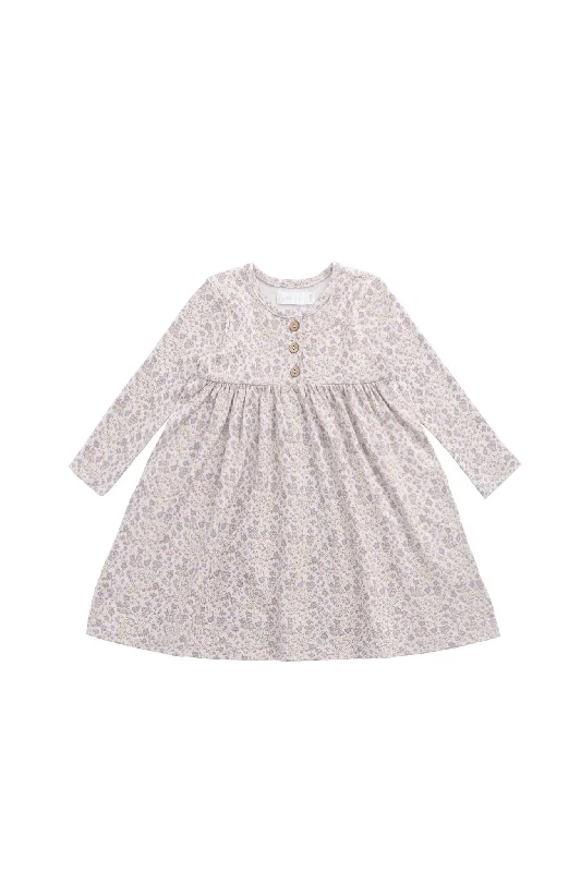 Organic Cotton Bridget Dress - Amber Floral Lilac Ash