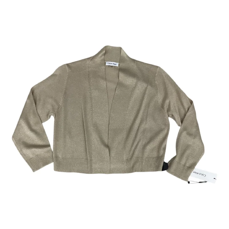 Sweater Cardigan By Calvin Klein In Gold, Size: M