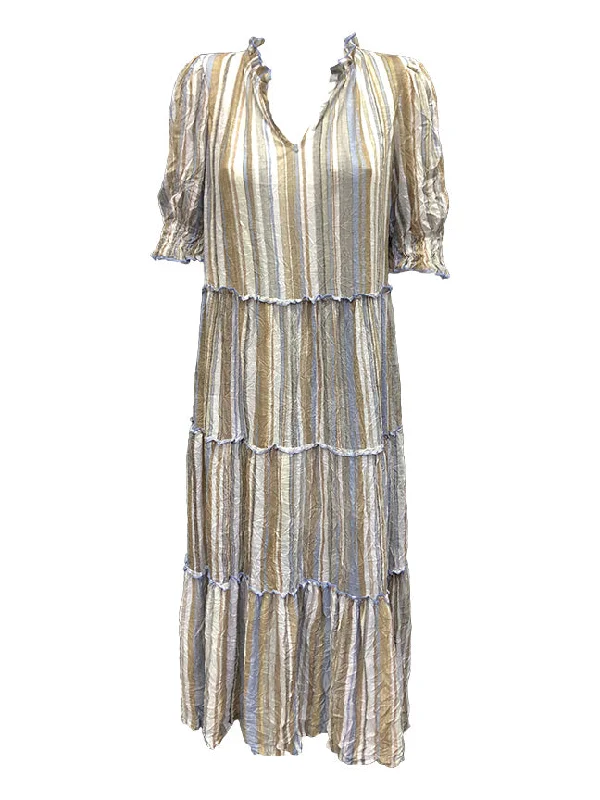 Crushed Desert 3-Tier Maxi-Dress