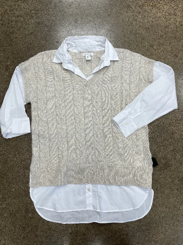 Sweater By Rachel Zoe In Tan & White, Size:Xl