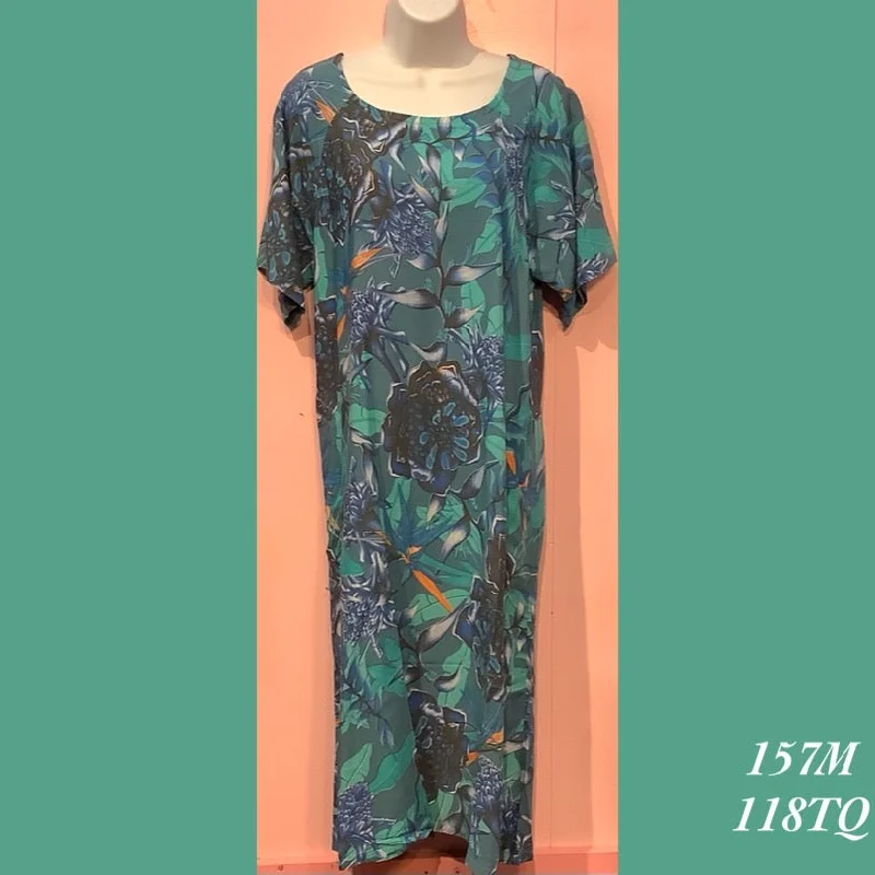 157M - 118TQ , Raglan sleeve dress mid length with pockets