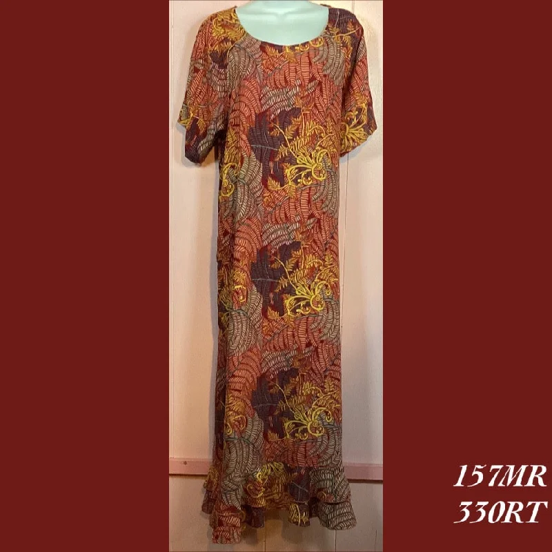 157MR - 330RT , Raglan sleeve dress mid length with ruffle and pockets