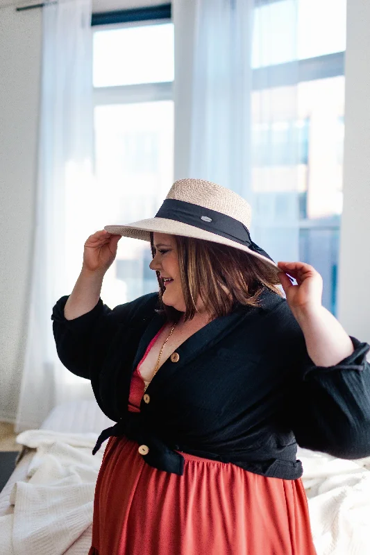 WOVEN FEDORA SUN HAT IN NATURAL AND BLACK