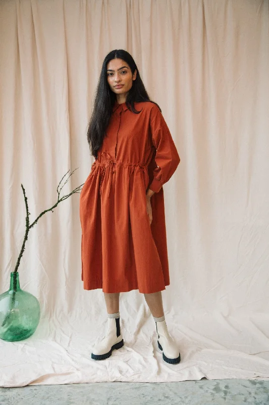 Umi Organic Cotton Poplin Dress in Paprika