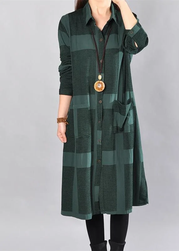 stylish blackish green Midi-length cotton dress trendy plus size casual dress women long sleeve plaid cotton shirt dress stylish blackish green Midi-length cotton dress trendy plus size casual dress women long sleeve plaid cotton shirt dress