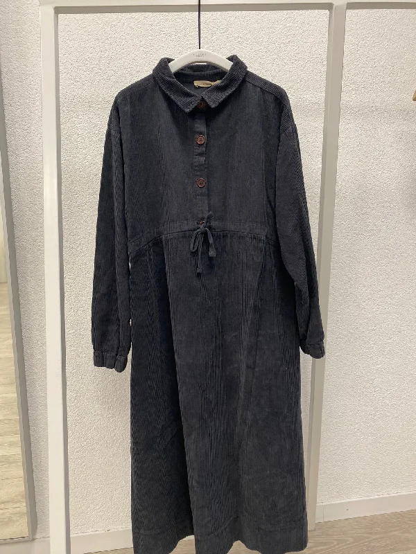 Yuri Organic Cotton Cord Dress in Charcoal