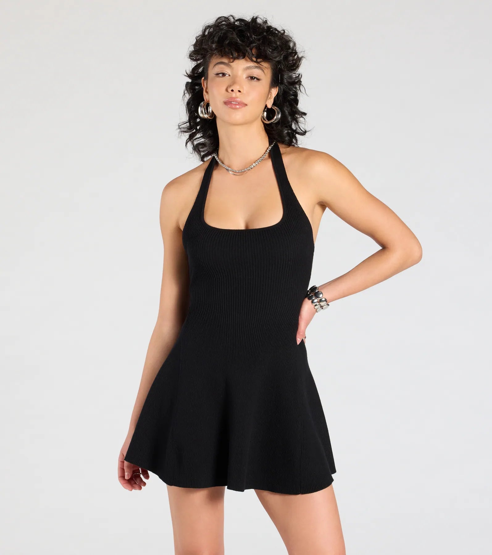 In The Cards Halter Skater Mini Dress