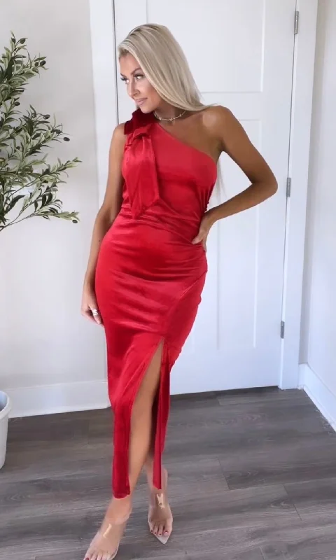 MEROKEETY One Shoulder Sleeveless Velvet Slit Maxi Dress