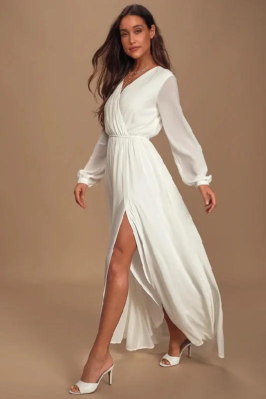 Wondrous Water Lilies White Maxi Dress