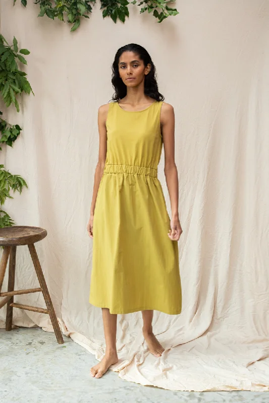 Cece Organic Cotton Dress in Bright Olive