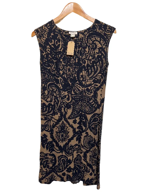 Women’s Khaki Purple Patterned Dress (Size L)